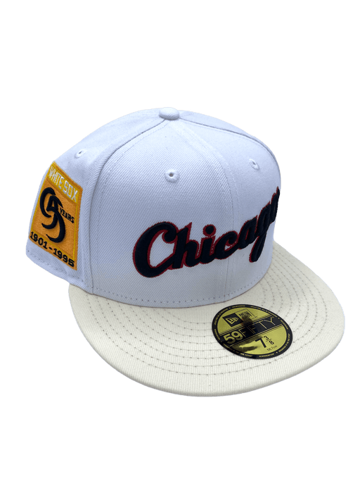 New Era Fitted Hat Chicago White Sox New Era White Shoe Pack Custom Side Patch 59FIFTY Fitted Hat