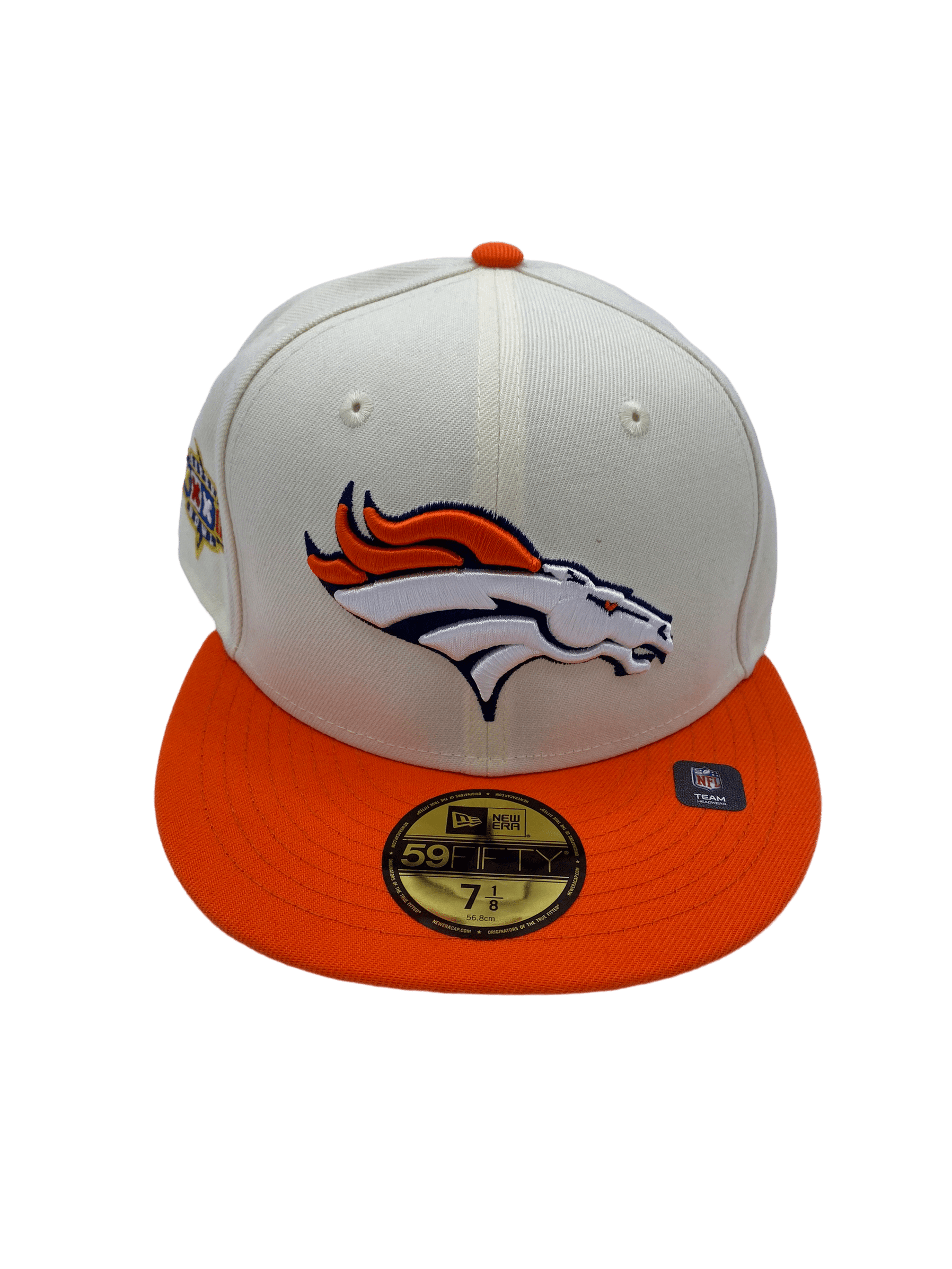 Denver Broncos New Era Off White Retro Side Patch 59FIFTY Fitted Hat