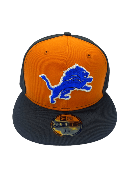 New Era Fitted Hat Detroit Lions New Era Orange/Black Custom Campus Patch 59FIFTY Fitted Hat