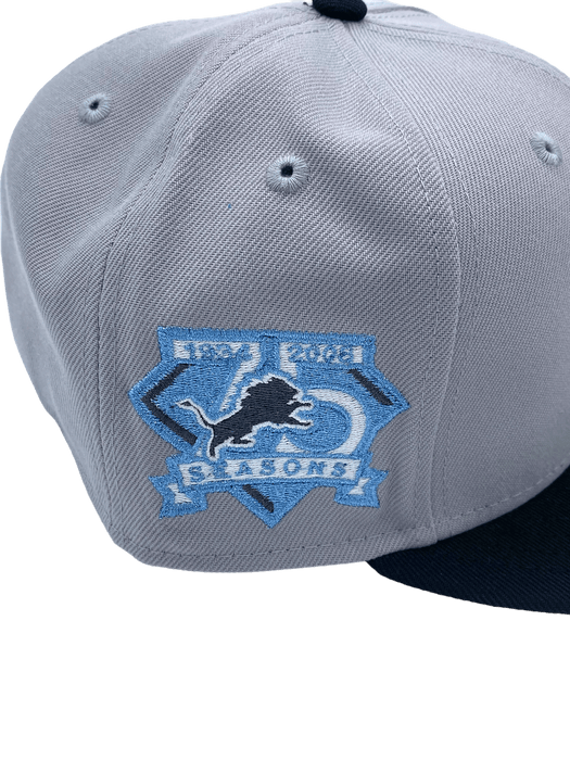 New Era Fitted Hat Detroit Lions New Era Silver/Black Custom Lost Season Side Patch 59FIFTY Fitted Hat - Men's