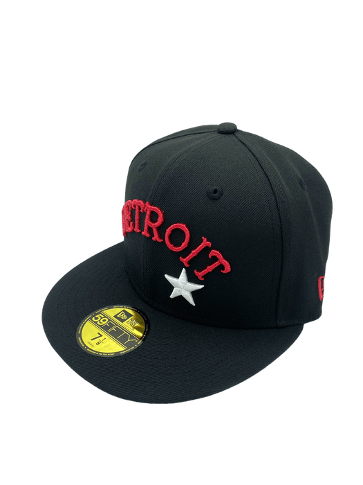 New Era Fitted Hat Detroit Stars New Era Black Custom Side Patch 59FIFTY Fitted Hat - Men's