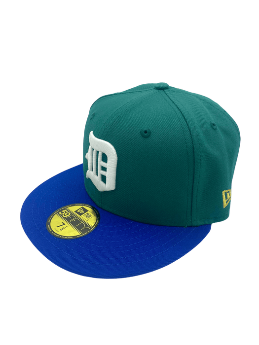 New Era Fitted Hat Detroit Tigers New Era Green/Blue Pinky Custom 59FIFTY Fitted Hat - Men's