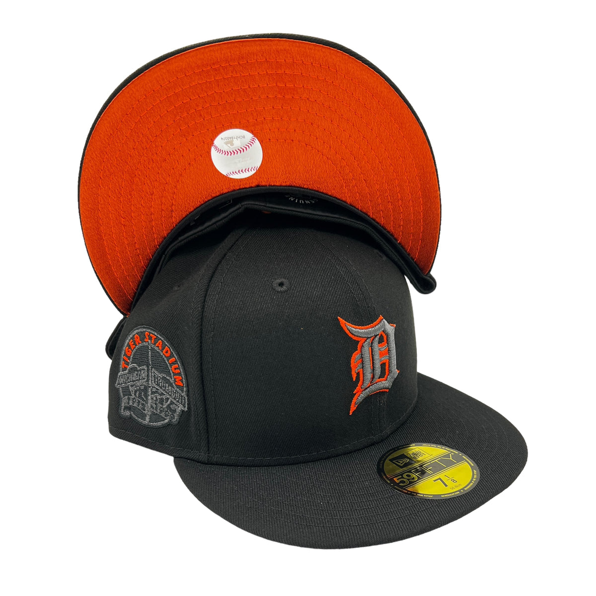 Detroit Tigers New Era Pi Black Metallic Side Patch 59FIFTY Fitted Hat, 7 7/8 / Black