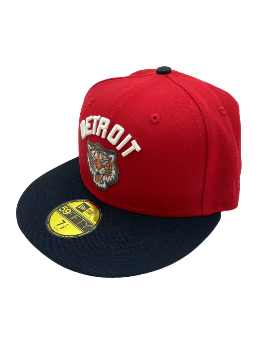 New Era Fitted Hat Detroit Tigers New Era Red/Black Freestyle Retro Custom Side Patch 59FIFTY Fitted Hat - Men's