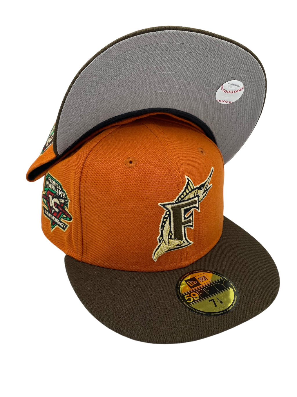 Miami Marlins PRO-ARCH Grey-Orange Fitted Hat by New Era