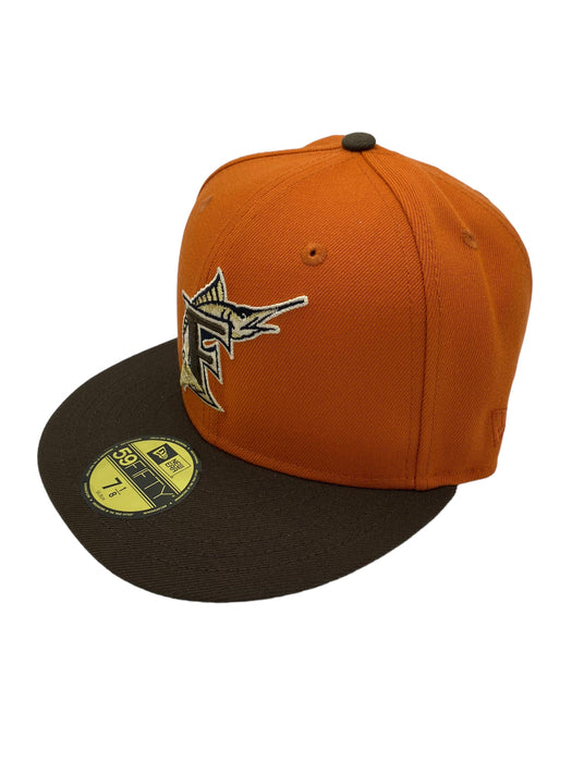 New Era Fitted Hat Florida Marlins New Era Custom Orange Side Patch 59FIFTY Fitted Hat
