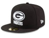 Green Bay Packers New Era Black and White Collection 59FIFTY Fitted Hat