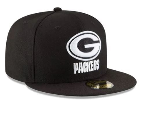 Green Bay Packers New Era Black and White Collection 59FIFTY Fitted Hat