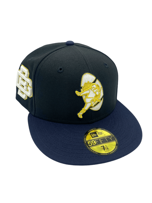 New Era Fitted Hat Green Bay Packers New Era Black/Navy Custom AP Side Patch 59FIFTY Fitted Hat - Men's