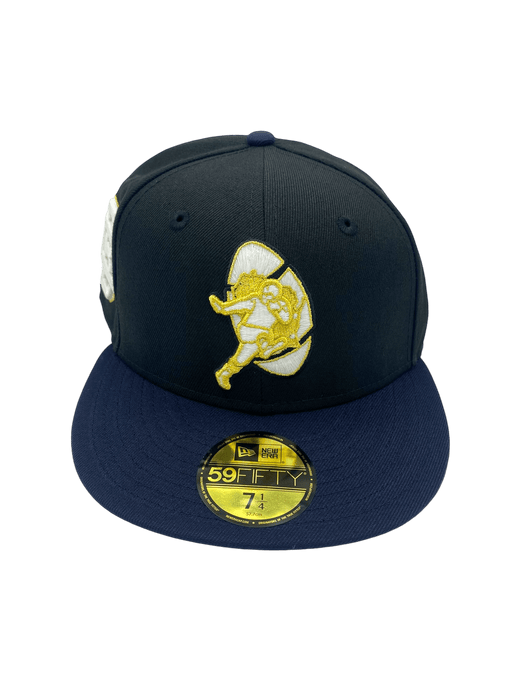 New Era Fitted Hat Green Bay Packers New Era Black/Navy Custom AP Side Patch 59FIFTY Fitted Hat - Men's