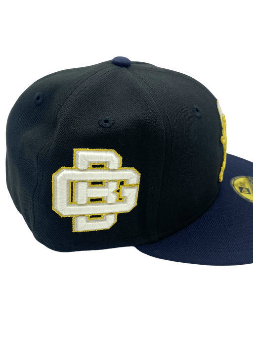 New Era Fitted Hat Green Bay Packers New Era Black/Navy Custom AP Side Patch 59FIFTY Fitted Hat - Men's