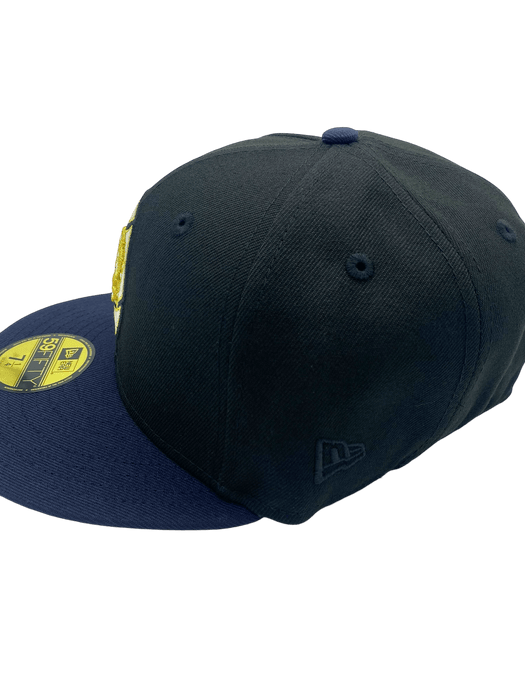 New Era Fitted Hat Green Bay Packers New Era Black/Navy Custom AP Side Patch 59FIFTY Fitted Hat - Men's