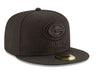 Green Bay Packers New Era Black on Black Collection 59FIFTY Fitted Hat