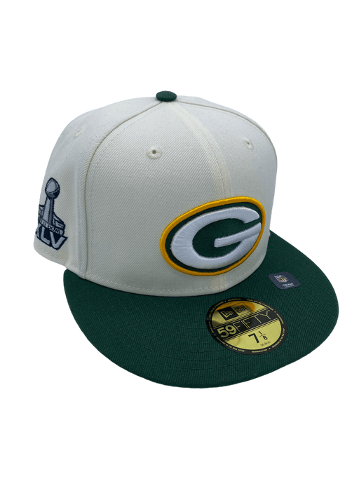 Green Bay Packers New Era Off White Retro Side Patch 59FIFTY Fitted Hat