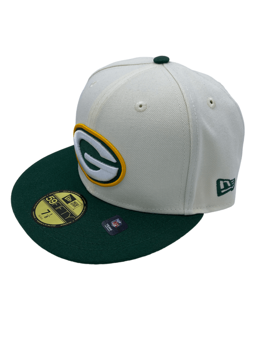 Green Bay Packers New Era Off White Retro Side Patch 59FIFTY Fitted Hat