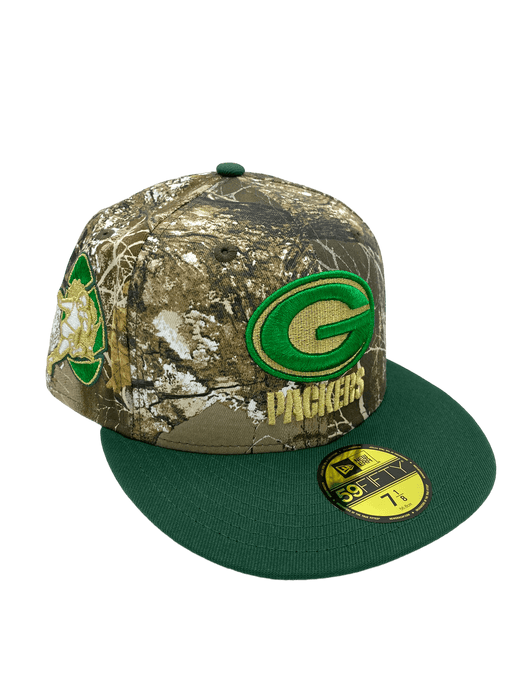 Green Bay Packers New Era Realtree Camo Custom Side Patch 59FIFTY Fitted Hat -Men's, 7 1/8 / Camo