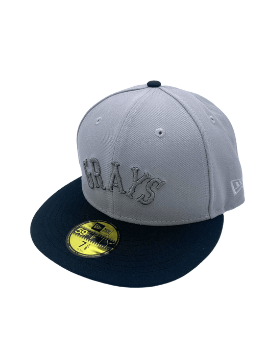 New Era Fitted Hat Homestead Grays New Era Gray/Black Custom Side Patch 59FIFTY Fitted Hat - Men's