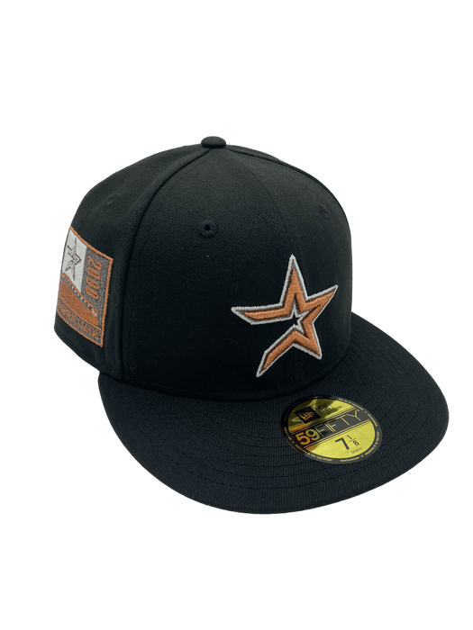 New Era Fitted Hat Houston Astros New Era Black/Brown Custom VP 1.0 Side Patch 59FIFTY Fitted Hat