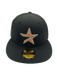 New Era Fitted Hat Houston Astros New Era Black/Brown Custom VP 1.0 Side Patch 59FIFTY Fitted Hat