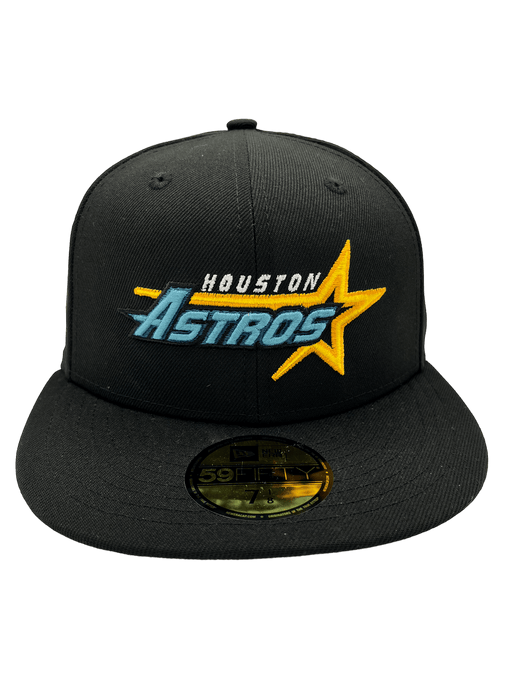 New Era Fitted Hat Houston Astros New Era Black Custom Gamer Pack Side Patch 59FIFTY Fitted Hat
