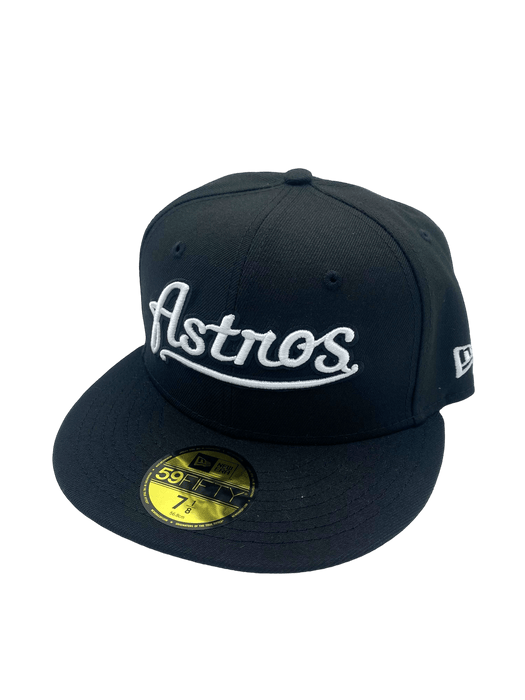 New Era Fitted Hat Houston Astros New Era Black/White Scripts 59FIFTY Fitted Hat - Men's