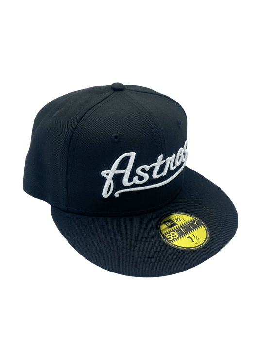 New Era Fitted Hat Houston Astros New Era Black/White Scripts 59FIFTY Fitted Hat - Men's