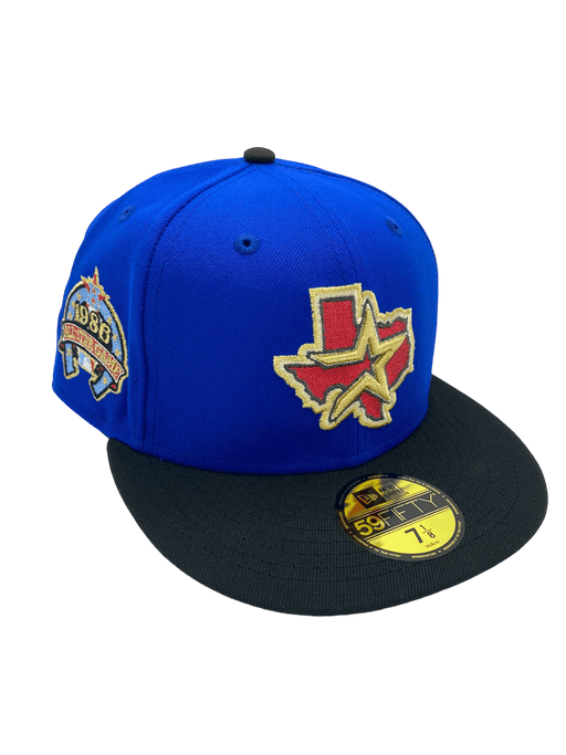 New Era Fitted Hat Houston Astros New Era Blue/Black RIP Custom Side Patch 59FIFTY Fitted Hat - Men's