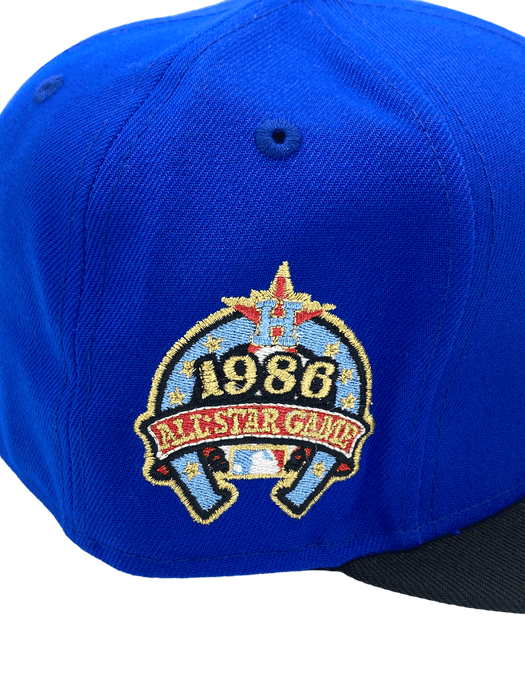 New Era Fitted Hat Houston Astros New Era Blue/Black RIP Custom Side Patch 59FIFTY Fitted Hat - Men's