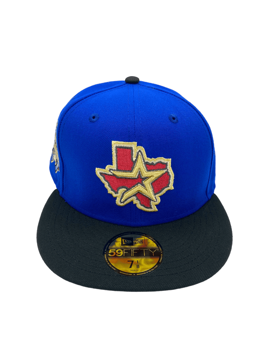 New Era Fitted Hat Houston Astros New Era Blue/Black RIP Custom Side Patch 59FIFTY Fitted Hat - Men's