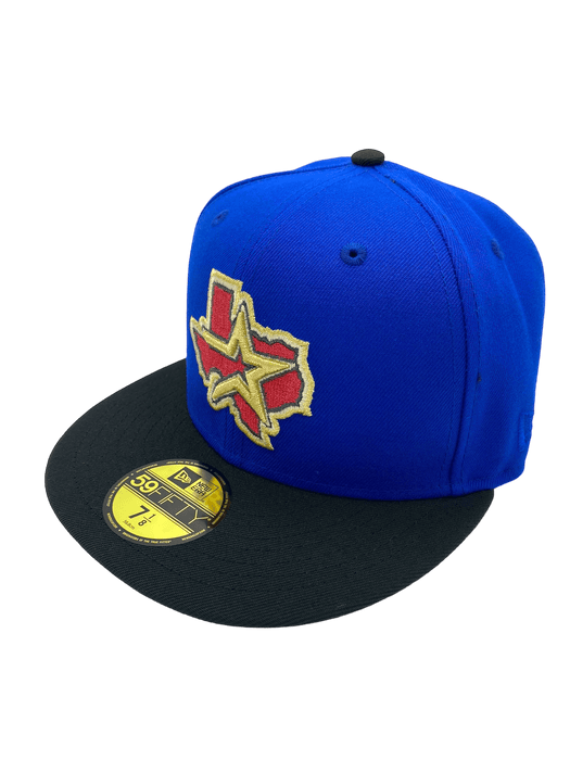 New Era Fitted Hat Houston Astros New Era Blue/Black RIP Custom Side Patch 59FIFTY Fitted Hat - Men's