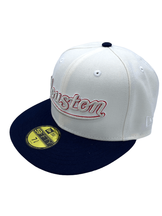 New Era Fitted Hat Houston Astros New Era Chrome/Navy Custom Side Patch 59FIFTY Fitted Hat