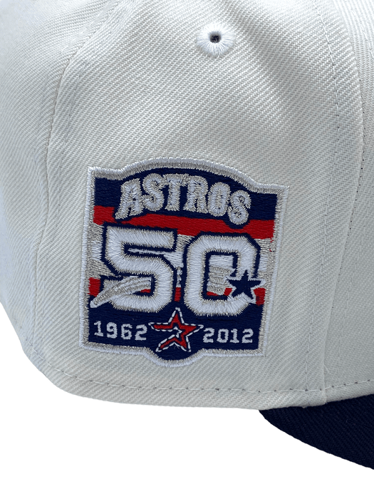 Los Astros 50 Years New Era 59FIFTY Fitted Hat (Chrome White Black Green Under BRIM) 7 1/2