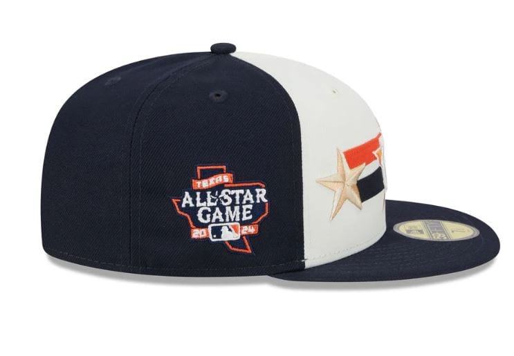 New Era Fitted Hat Houston Astros New Era Cream/Navy 2024 MLB All Star Game Workout Side Patch 59FIFTY Fitted Hat - Men's