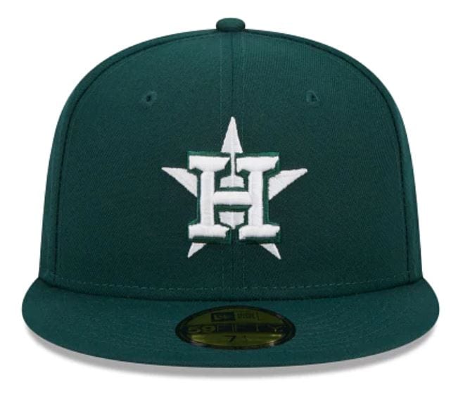 New Era Fitted Hat Houston Astros New Era Dark Green Side Patch 59FIFTY Fitted Hat