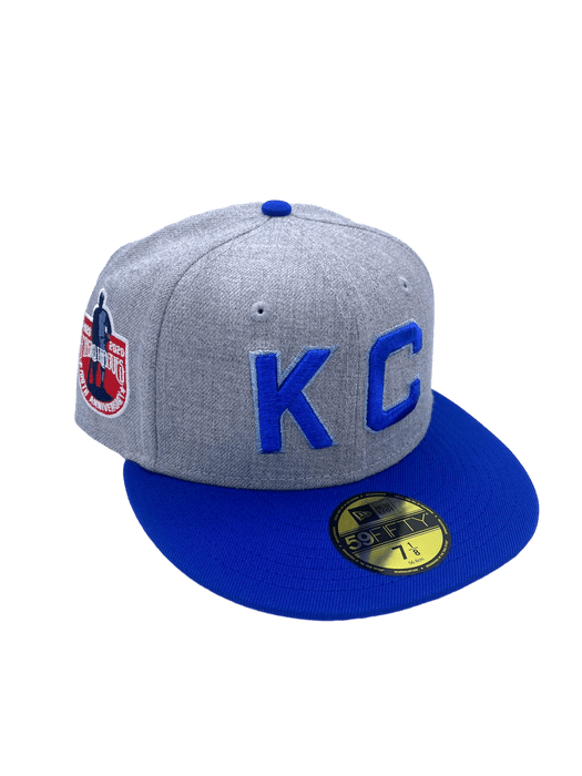 Kansas City Monarchs New Era Gray/Blue Custom TYJ 2.0 Side Patch 59FIFTY Fitted Hat -Men's