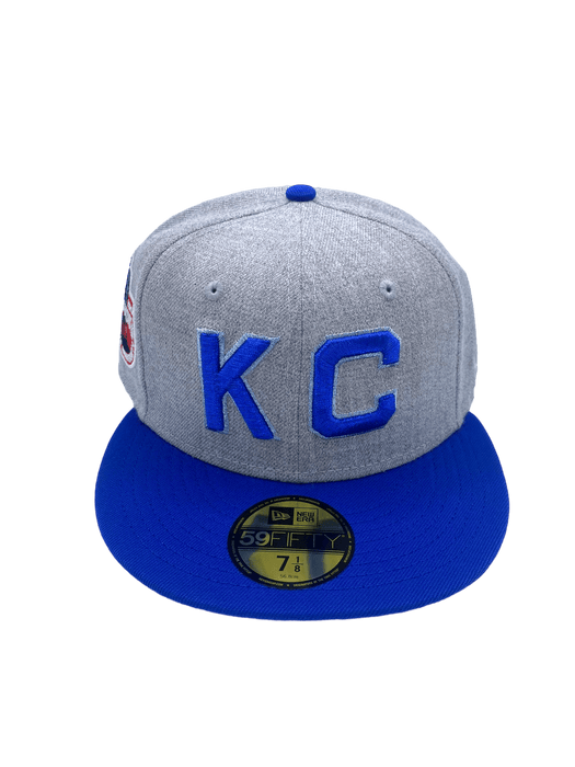 Kansas City Monarchs New Era Gray/Blue Custom TYJ 2.0 Side Patch 59FIFTY Fitted Hat -Men's