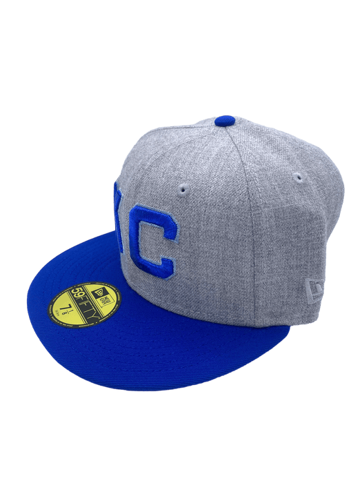 New Era Fitted Hat Kansas City Monarchs New Era Gray/Blue Custom TYJ 2.0 Side Patch 59FIFTY Fitted Hat -Men's
