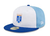New Era Fitted Hat Kansas City Royals New Era Blue 2024 Batting Practice Custom 59FIFTY Fitted Hat - Men's