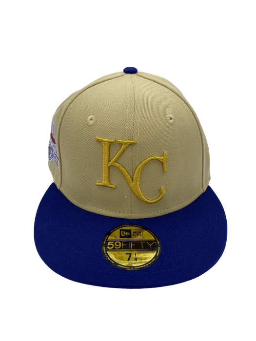 New Era Fitted Hat Kansas City Royals New Era Gold/Blue Custom VP 1.0 Side Patch 59FIFTY Fitted Hat