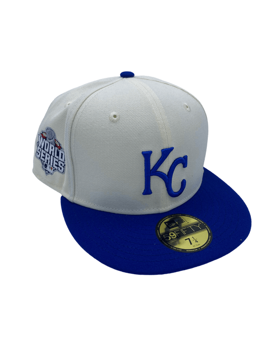 New Era Fitted Hat Kansas City Royals New Era Off White Retro Side Patch 59FIFTY Fitted Hat