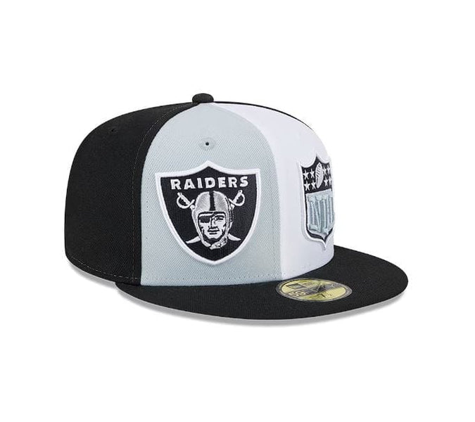 Las Vegas Raiders New Era Custom Black Patches All Over 59FIFTY Fitted Hat, 7 5/8 / Black