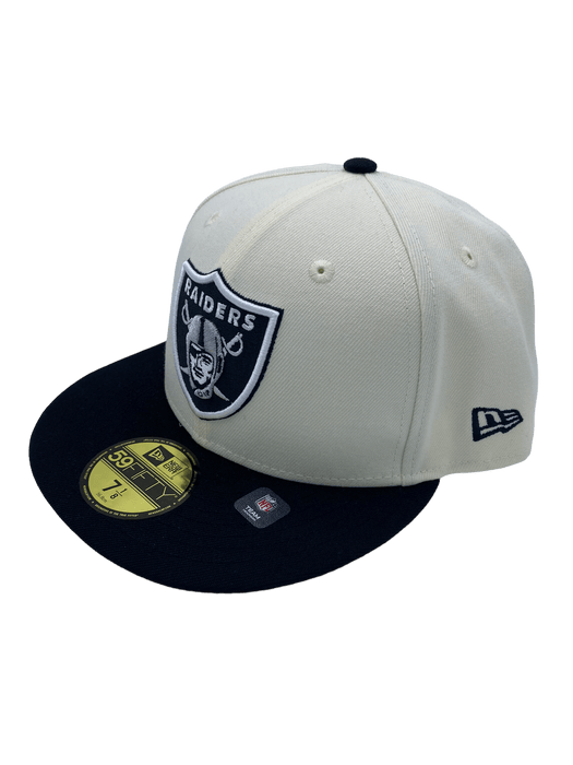 Las Vegas Raiders New Era Off White Retro Side Patch 59FIFTY Fitted Hat