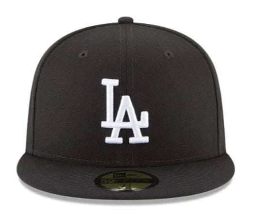 New Era Fitted Hat Los Angeles Dodgers New Era Black White Collection 59FIFTY Fitted Hat