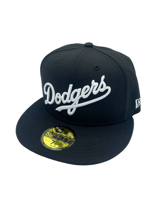 New Era Fitted Hat Los Angeles Dodgers New Era Black/White Scripts 59FIFTY Fitted Hat - Men's