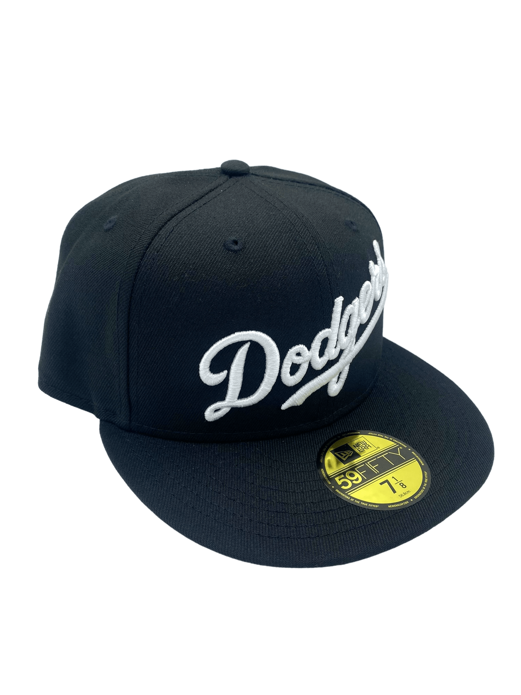 Los Angeles Dodgers New Era Black/White Scripts 59FIFTY Fitted Hat M