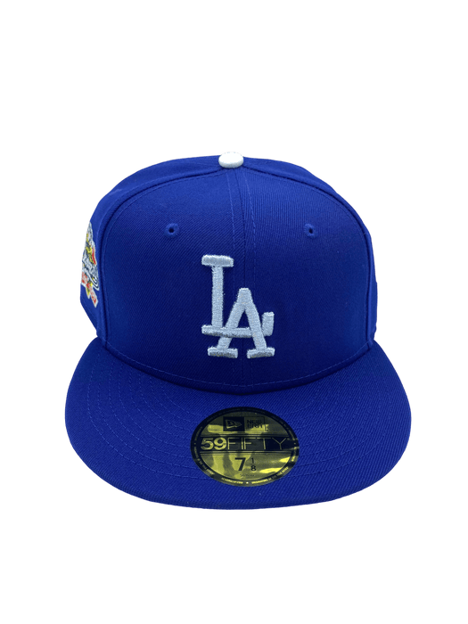 New Era Fitted Hat Los Angeles Dodgers New Era Blue Custom Combo Side Patch 59FIFTY Fitted Hat - Men's