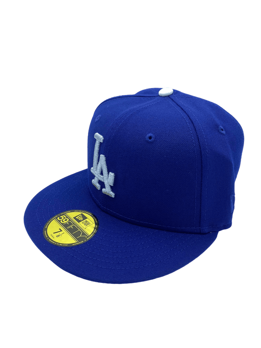 New Era Fitted Hat Los Angeles Dodgers New Era Blue Custom Combo Side Patch 59FIFTY Fitted Hat - Men's