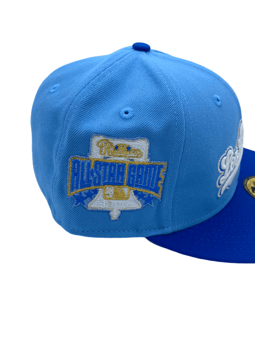 New Era Fitted Hat Los Angeles Dodgers New Era Blue Custom Side Patch 59FIFTY Fitted Hat - Men's