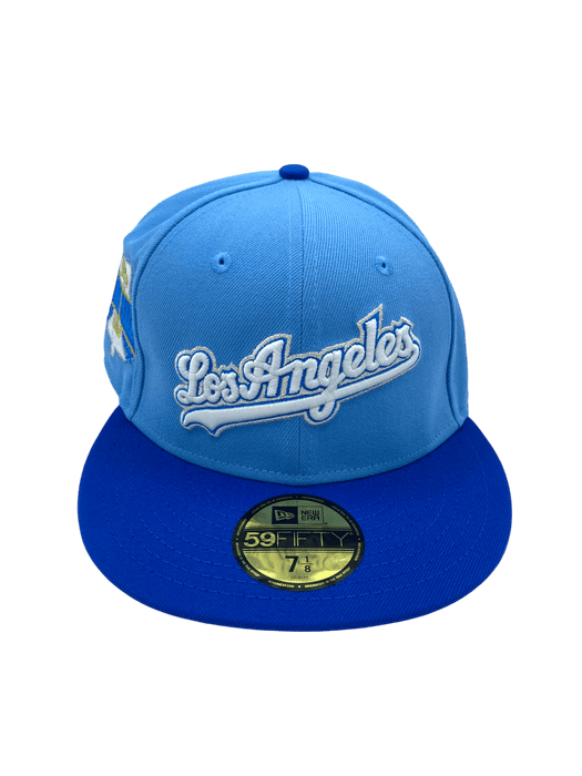 New Era Fitted Hat Los Angeles Dodgers New Era Blue Custom Side Patch 59FIFTY Fitted Hat - Men's