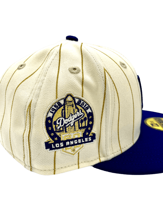 Los Angeles Dodgers New Era Chrome Historic Pinstripe Side Patch 59FIFTY Fitted Hat - Men's